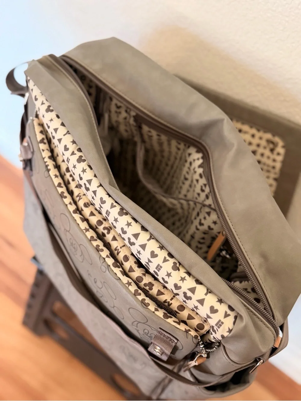 Petunia Pickle Bottom Mickey Outline Diaper Bag in Sage Gray